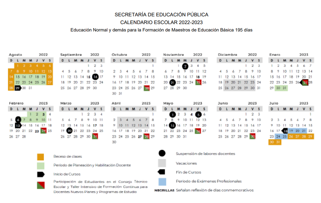 Calendario Escolar 2022-2023 - Educación Normal | Normal No. 3 De ...